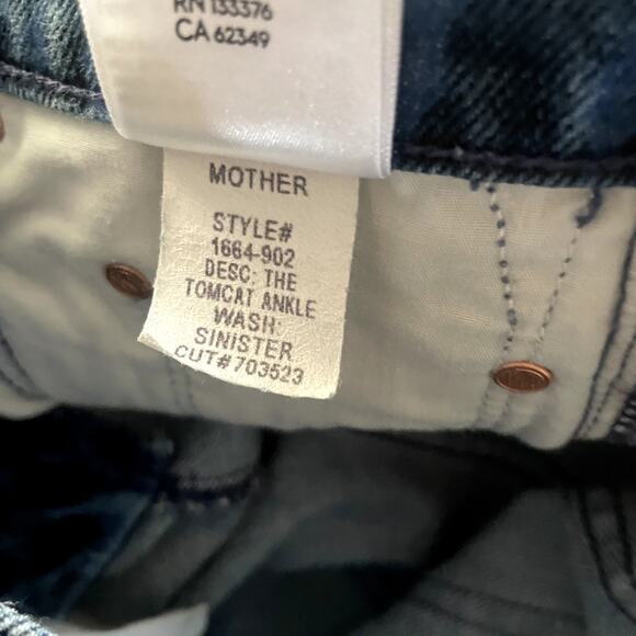 MOTHER Tomcat Ankle Jeans Sinister Animal Leopard Rigid Denim Size 26 - Picture 9 of 11